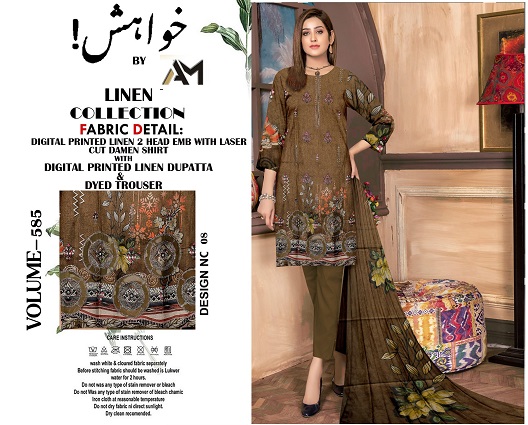  Linen collection  digital printed linen suit .
